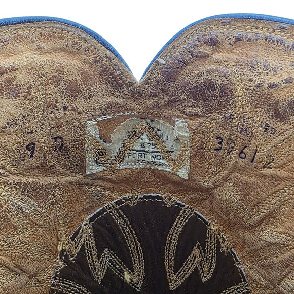 Vintage Exotic Justin Cowboy Boots Mens size 9D Brown Western 9020 White Label - Picture 12 of 16